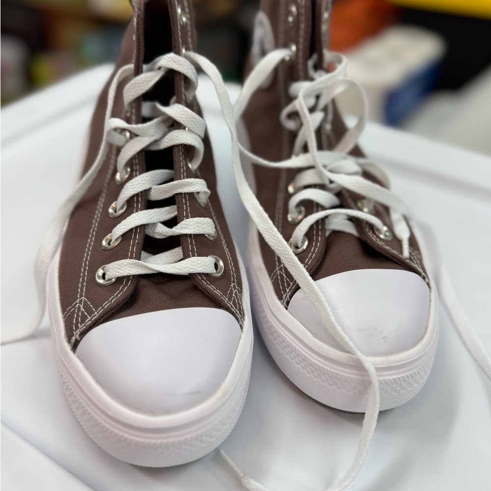 Converse Brown High-Tops with White Details